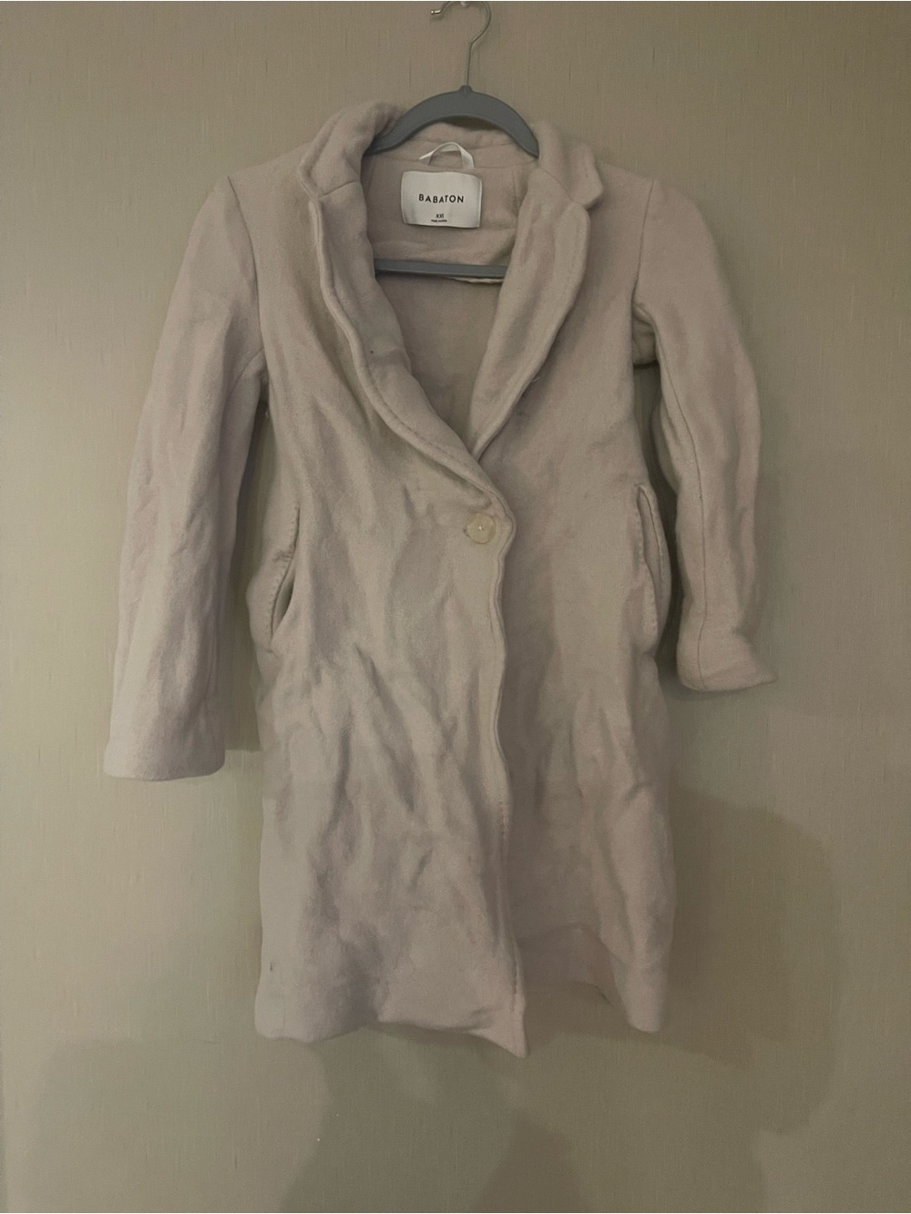 Babaton xxs Cream Wool Blend Single-Button pocket Coat